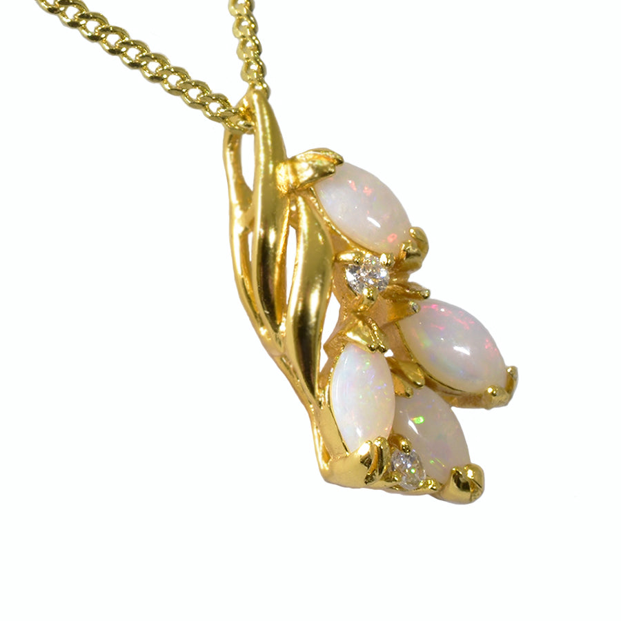 Solid Opal Sterling Silver Necklace 18 K GP 53P SG 6x3marquis