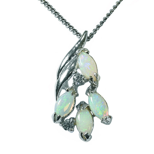 Solid Opal Sterling Silver Necklace 53P SR (6x3)