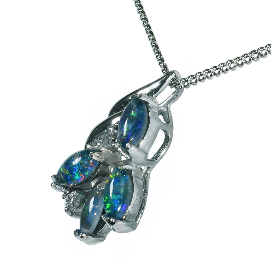 Black Triplet Opal Sterling Silver Necklace (53P TR 6x3)