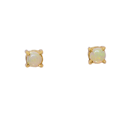 Small Sterling Silver Solid Light Opal Earrings 18K GP 58E-SG3mm