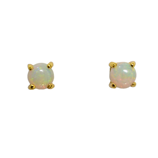 Sterling Silver Solid Light Opal Earrings 18K GP 58E-SG4mm