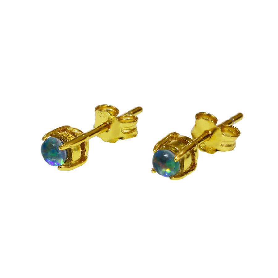 Sterling Silver Triplet Opal Earrings 18k GP (58E-TG3mm)