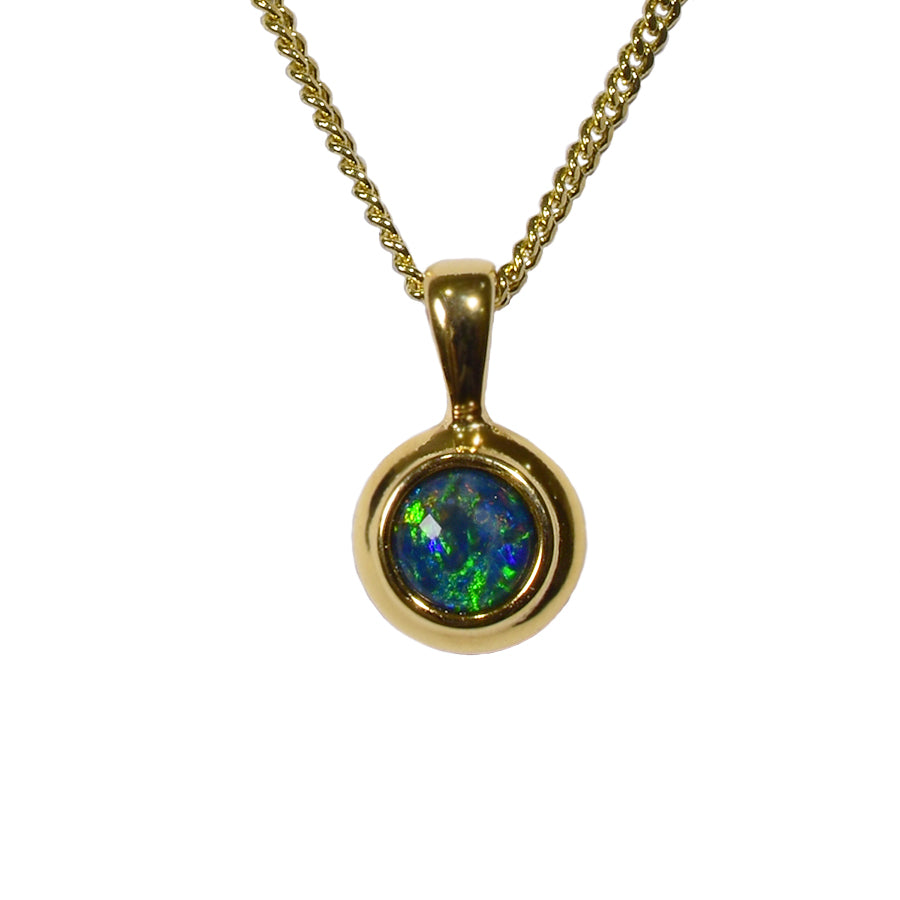 Sterling Silver Triplet Opal Necklace 18K GP (5MMPZ-TG)