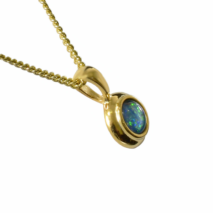 Sterling Silver Triplet Opal Necklace 18K GP 5mmPZ-TG