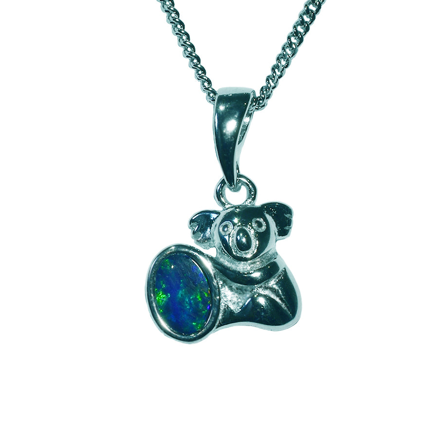 Boulder Doublet Opal Sterling Silver Koala Necklace 63P-DR