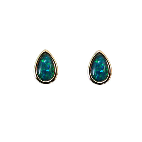 Sterling Silver Triplet Opal Earrings 18K GP 6X4DEZ-TG