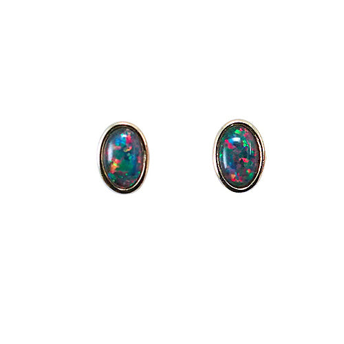 Sterling Silver Triplet Opal Earrings 18K GP 6X4EZ-TG