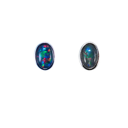 Sterling Silver Triplet Opal Earrings 6X4 EZ TR