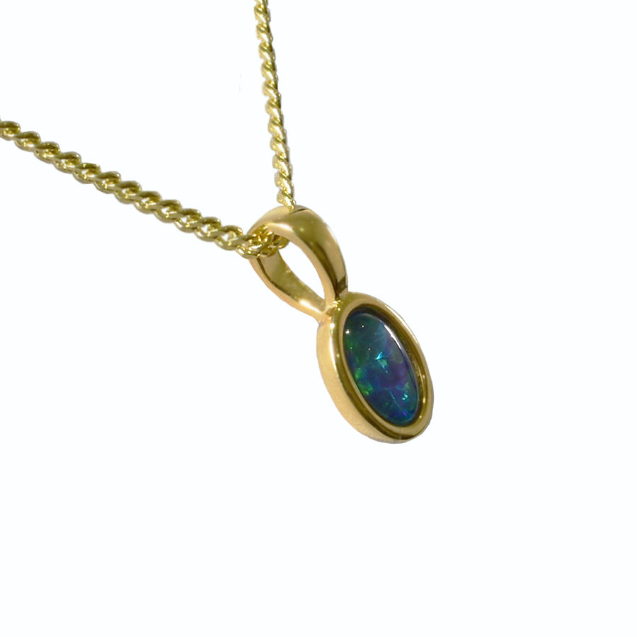 Sterling Silver Triplet Opal Necklace 18K GP (6X4PZ-TG)
