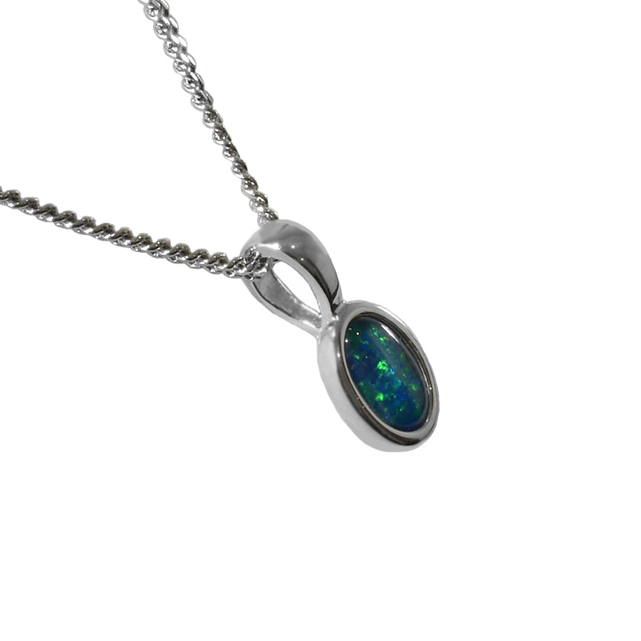 Sterling Silver Black Triplet Opal Necklace 6X4PZ-TR