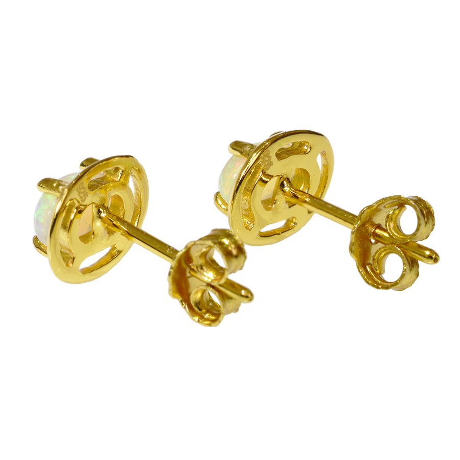 Solid Light Opal Sterling Silver Earrings 18K GP 70E-SG