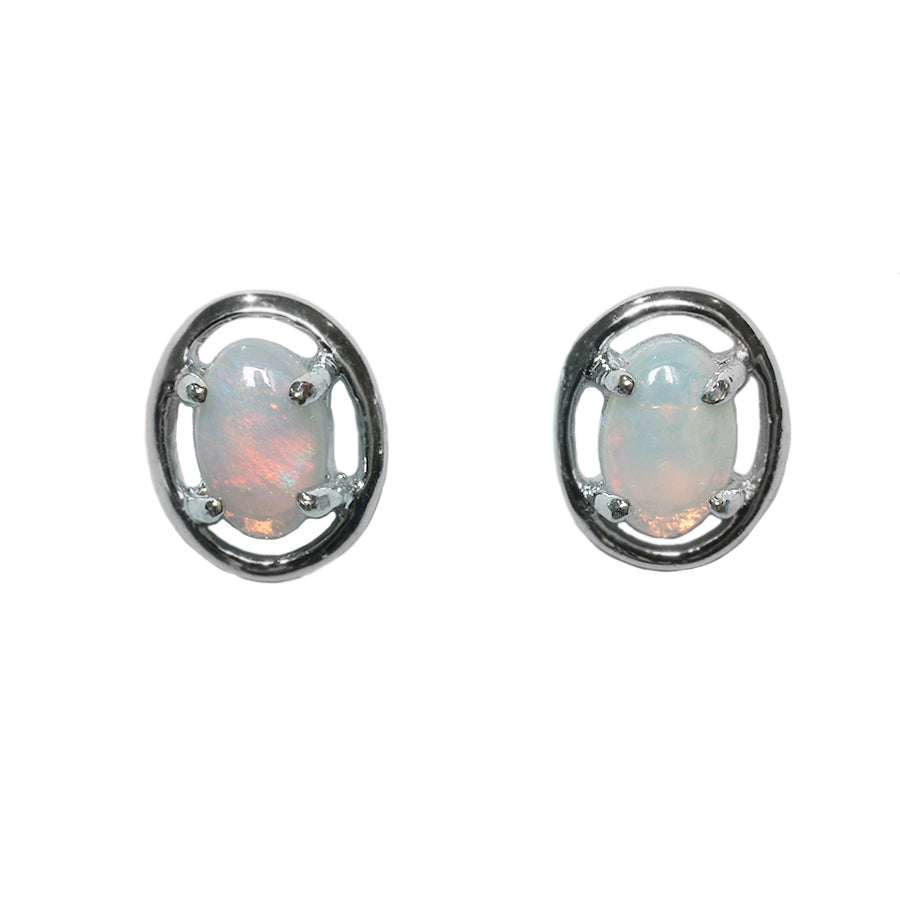 Solid Light Opal Sterling Silver Earrings 70E-SR