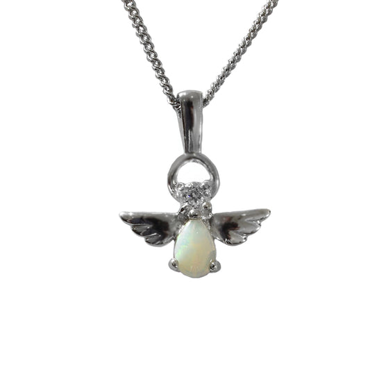 Solid Opal Sterling Silver Angel Necklace  72P-SR6x4D