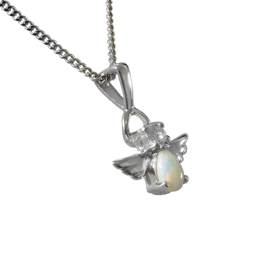 Solid Opal Sterling Silver Angel Necklace  72P-SR6x4D