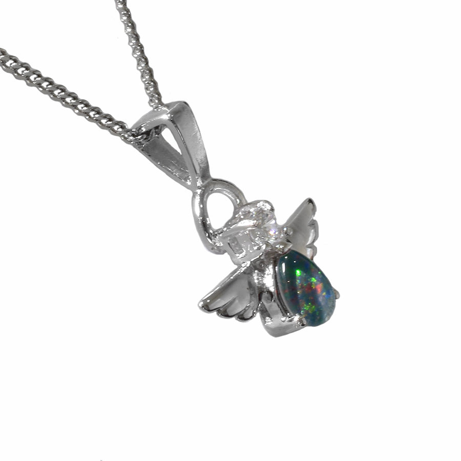 Triplet Opal Sterling Silver Angel Necklace 72P-TR