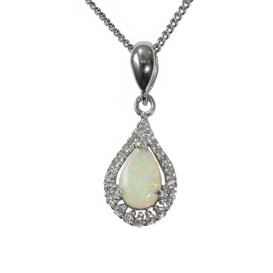 Solid Opal Sterling Silver Necklace 76P-SR 8x5D