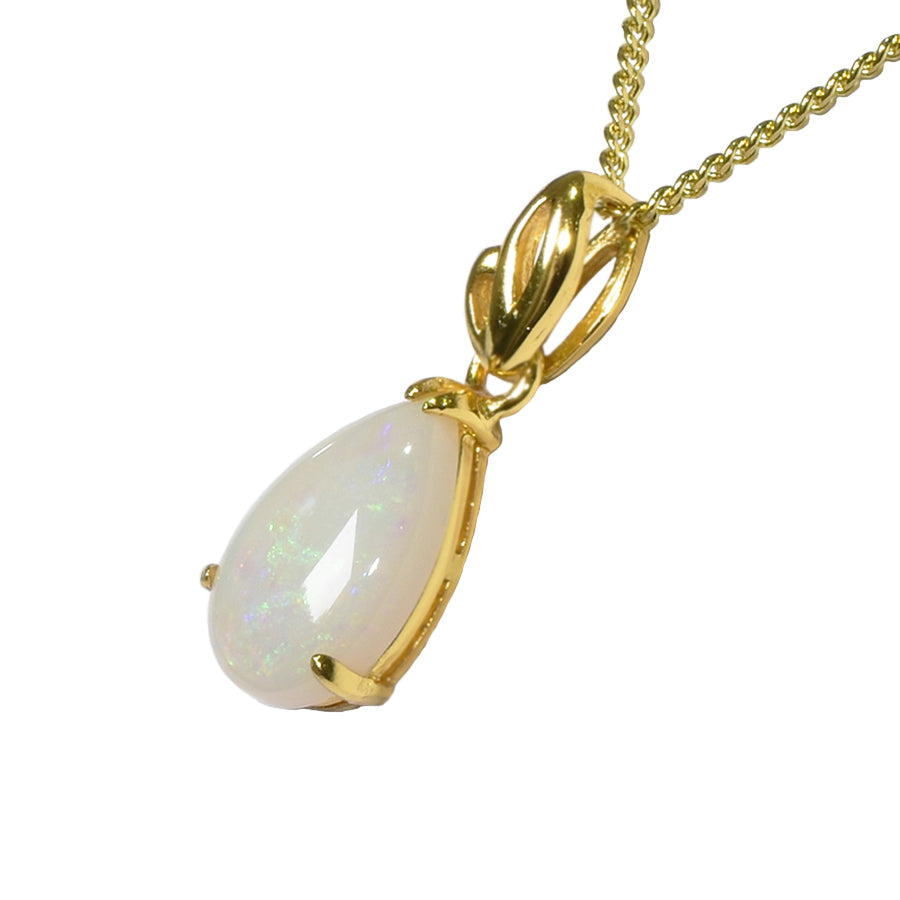 Natural Solid Opal Sterling Silver Necklace 18K GP (80P-SG13x8D)