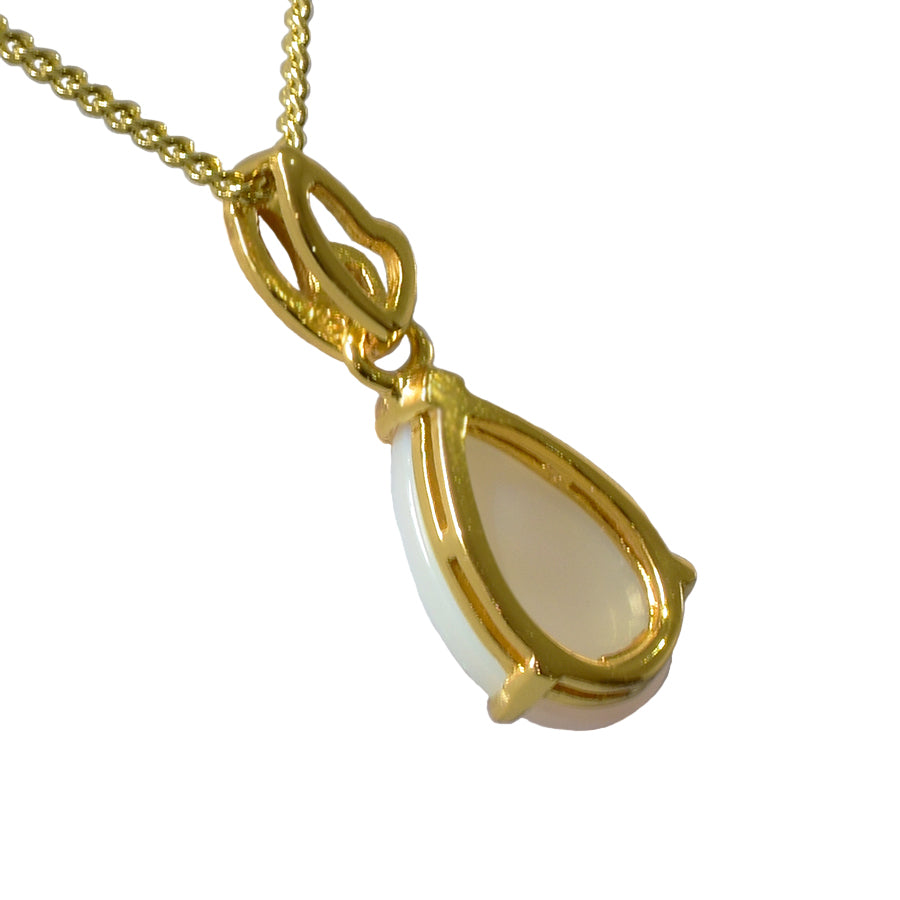 Natural Solid Opal Sterling Silver Necklace 18K GP (80P-SG13x8D)