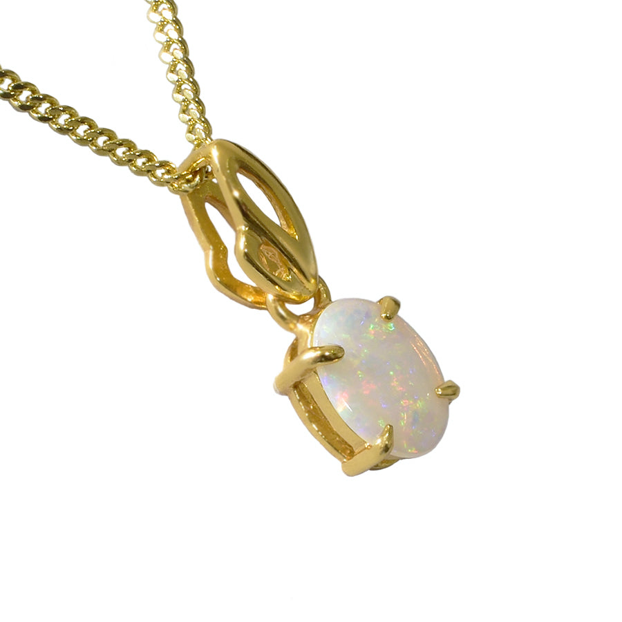 Solid Light Opal Sterling Silver Necklace 18K GP (81P-SG8x6)