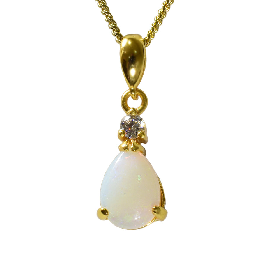 Natural Solid Opal Sterling Silver Necklace 18K GP (8P-SG10x7D)