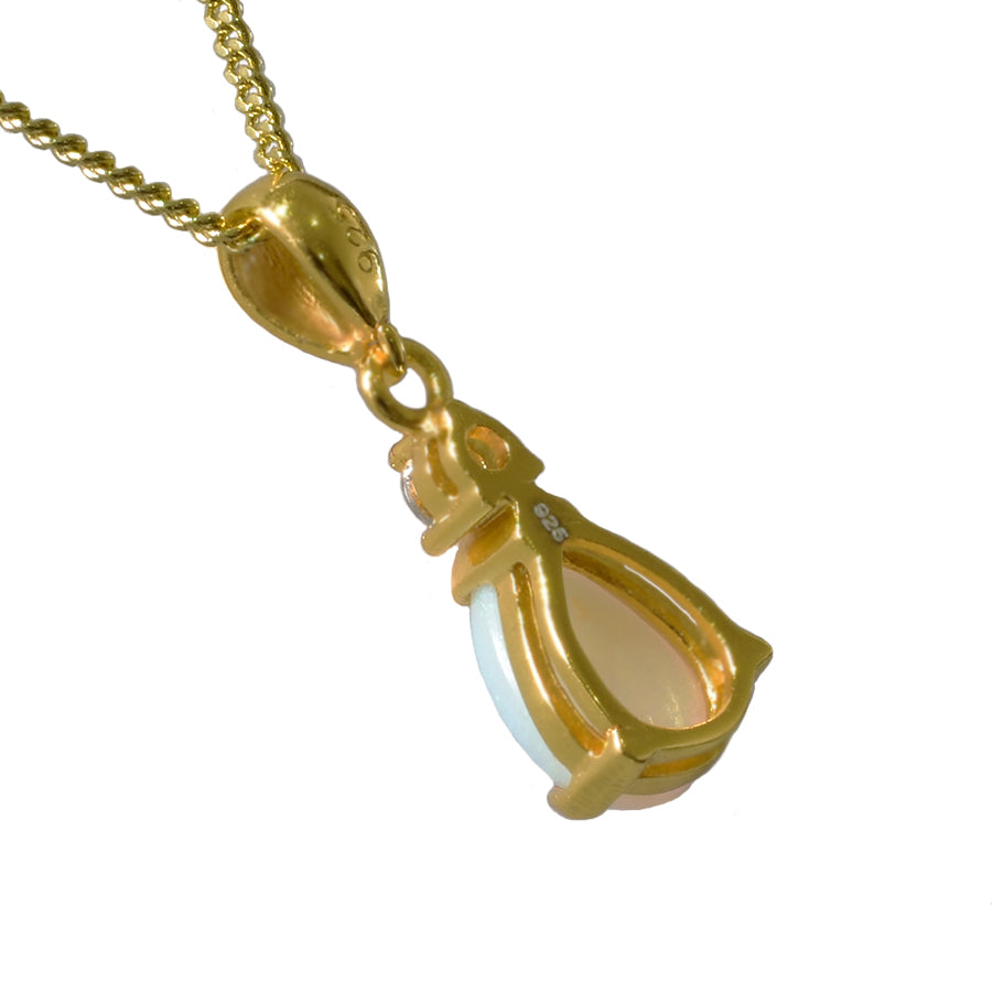 Natural Solid Opal Sterling Silver Necklace 18K GP (8P-SG10x7D)