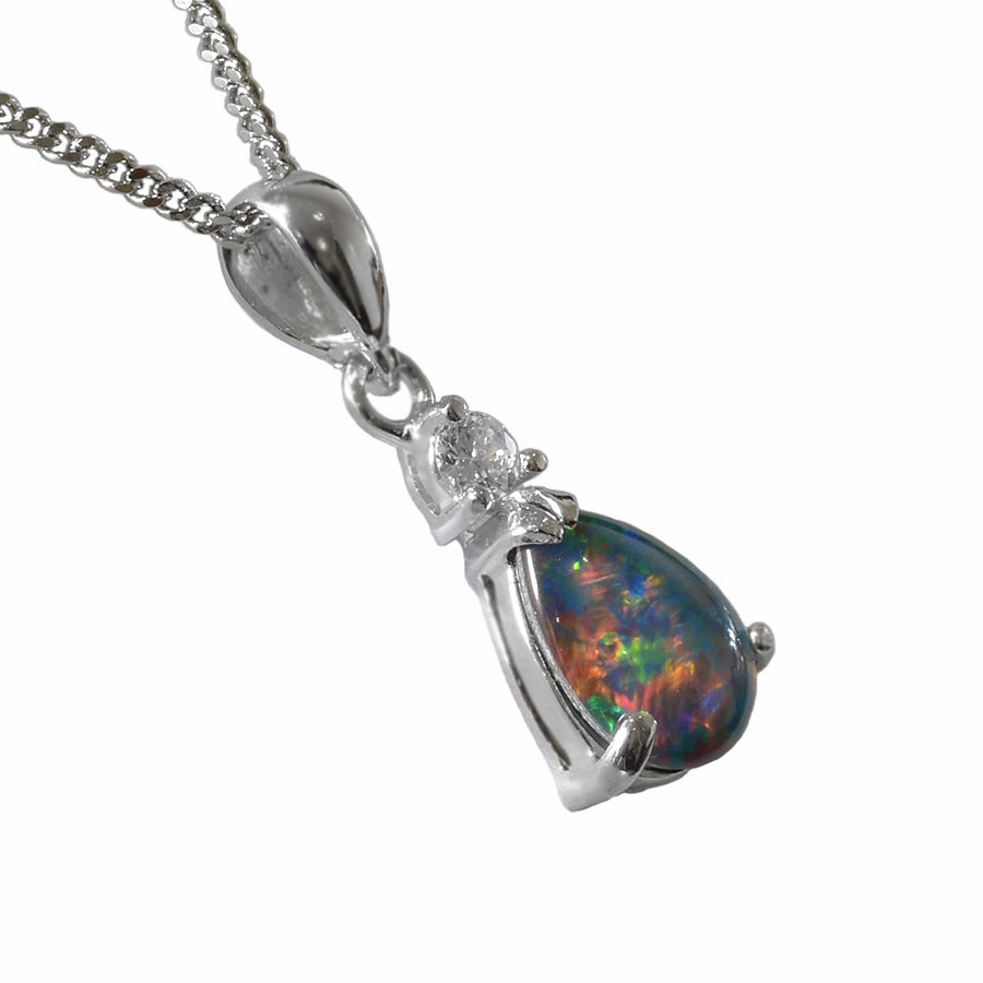 Sterling Silver Black Triplet Opal Necklace (8P-TR10x7D)