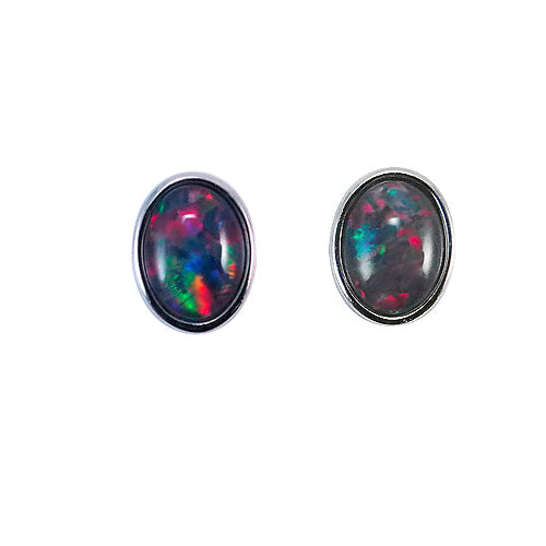 Sterling Silver Triplet Opal Earrings 8X6EZ-TR