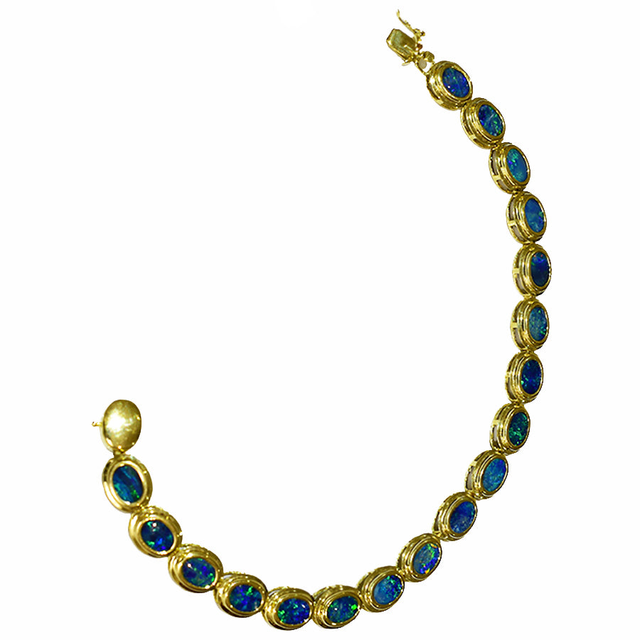 14K Yellow Gold Boulder Doublet Opal Bracelet BGDY14k-009(6x4)