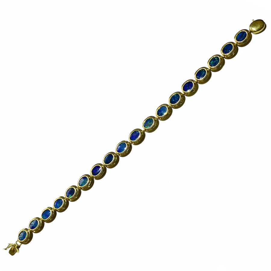 14K Yellow Gold Boulder Doublet Opal Bracelet BGDY14k-009(6x4)