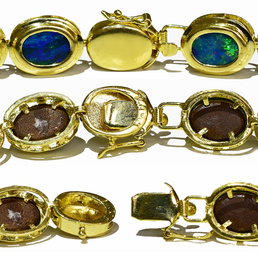 14K Yellow Gold Boulder Doublet Opal Bracelet BGDY14k-009(6x4)