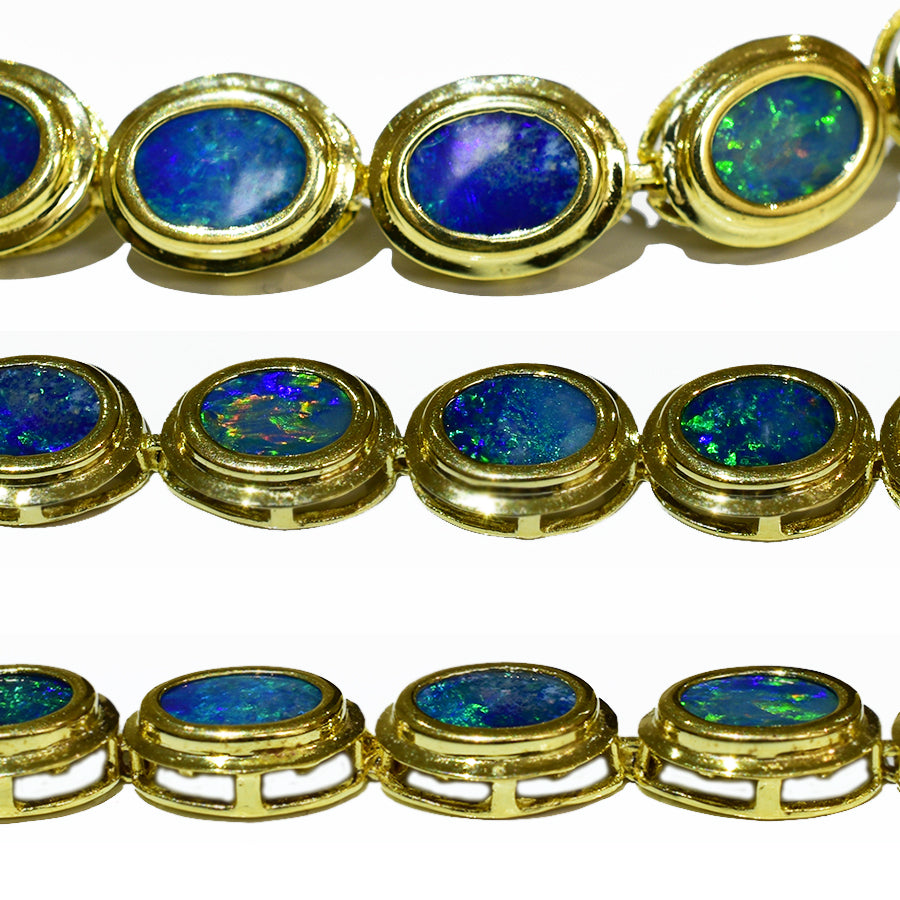14K Yellow Gold Boulder Doublet Opal Bracelet BGDY14k-009(6x4)