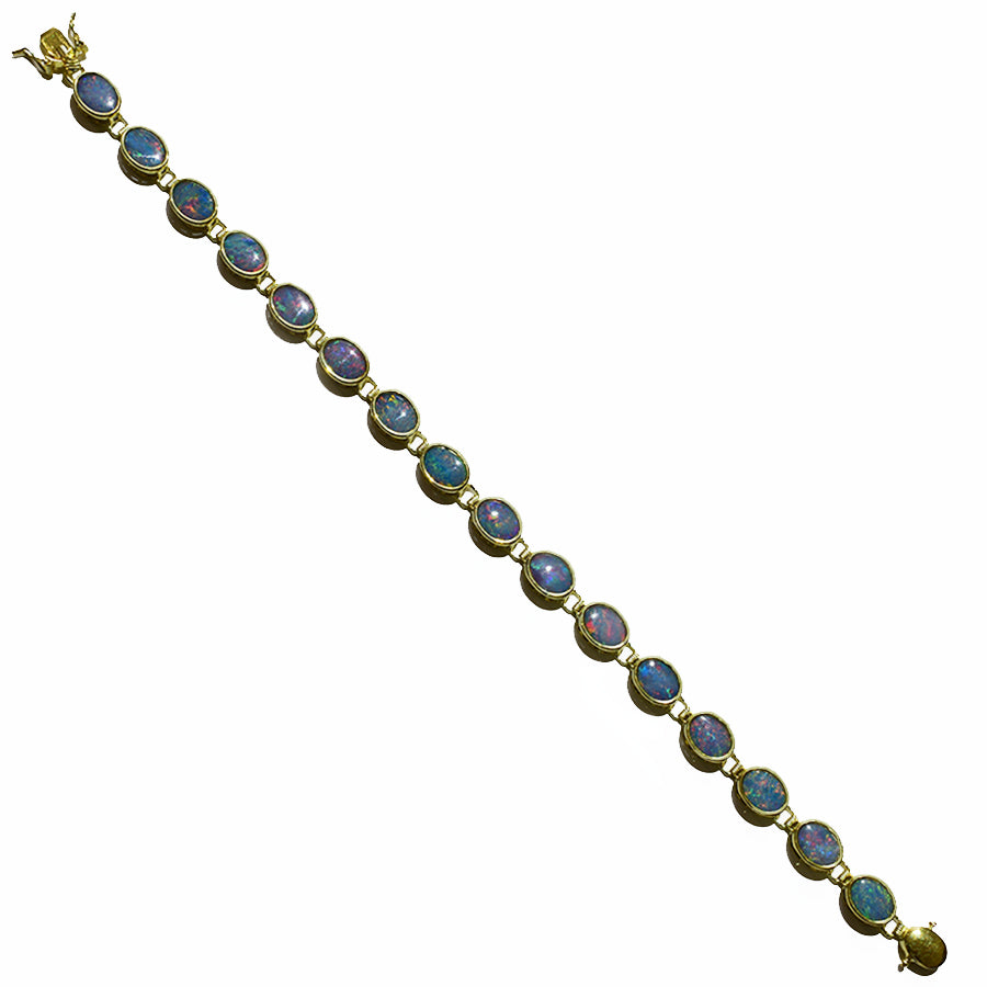 14K Yellow Gold Boulder Doublet Opal Bracelet BGDY14k-010(7x5)