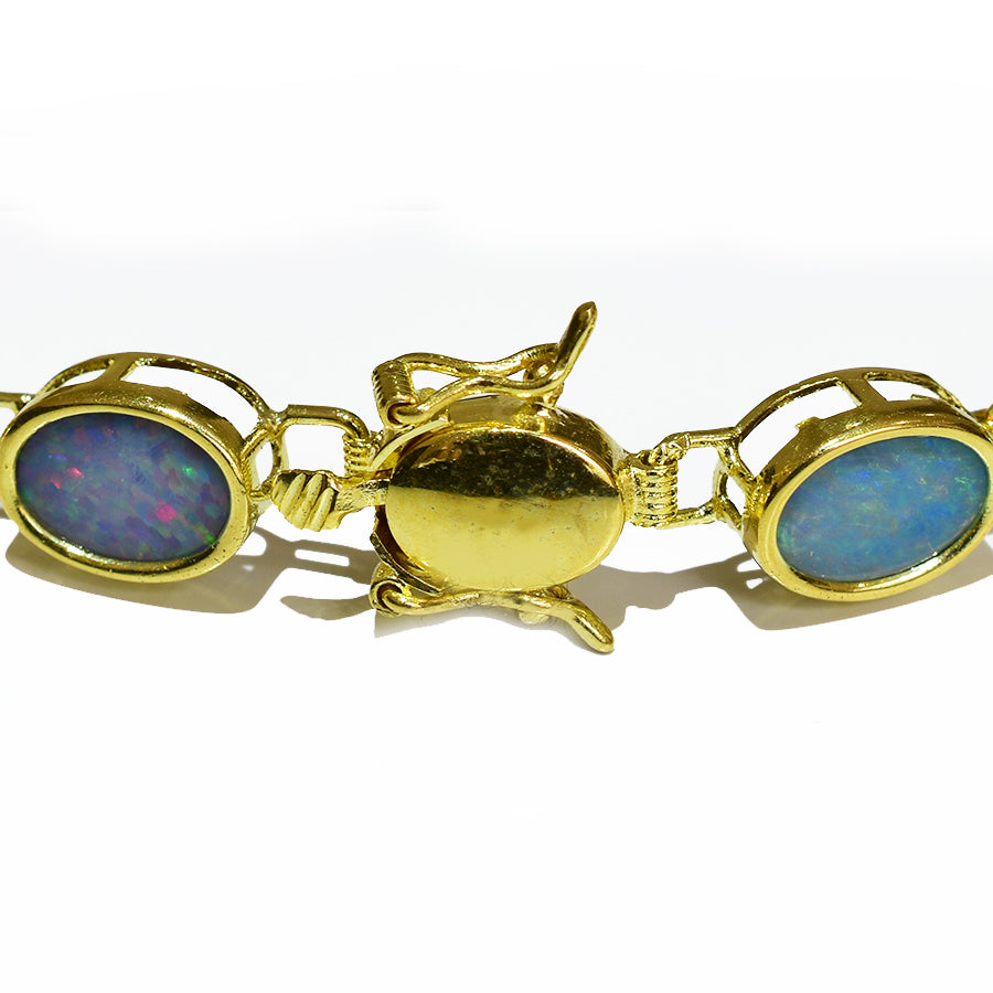 14K Yellow Gold Boulder Doublet Opal Bracelet BGDY14k-010(7x5)