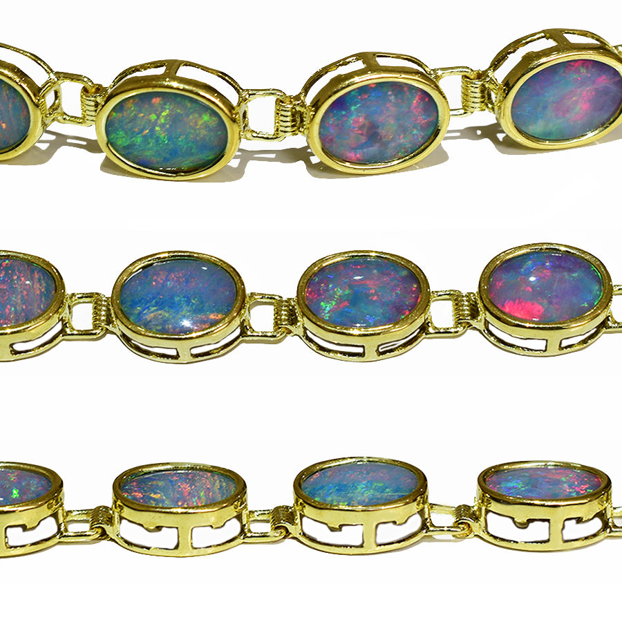 14K Yellow Gold Boulder Doublet Opal Bracelet BGDY14k-010(7x5)