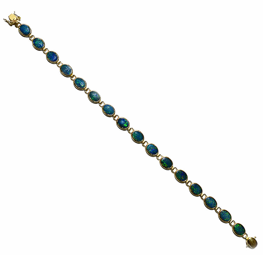 14K Yellow Gold Boulder Doublet Opal Bracelet BGDY14k-011(7x5)