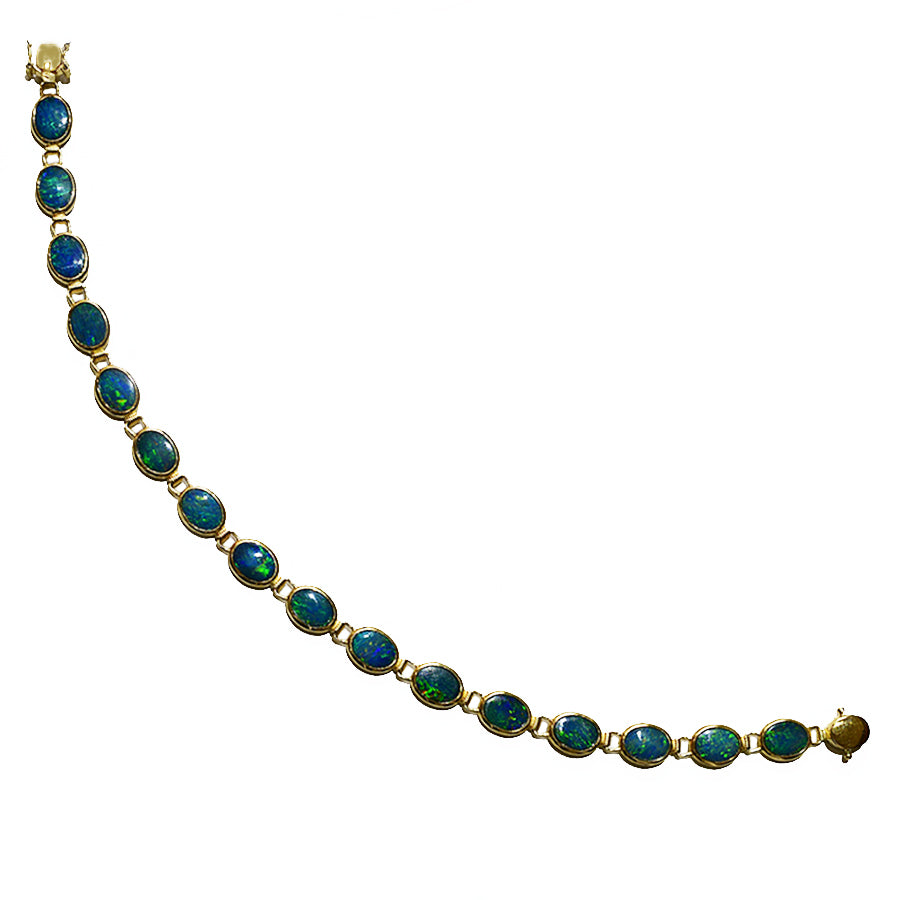 14K Yellow Gold Boulder Doublet Opal Bracelet BGDY14k-011(7x5)