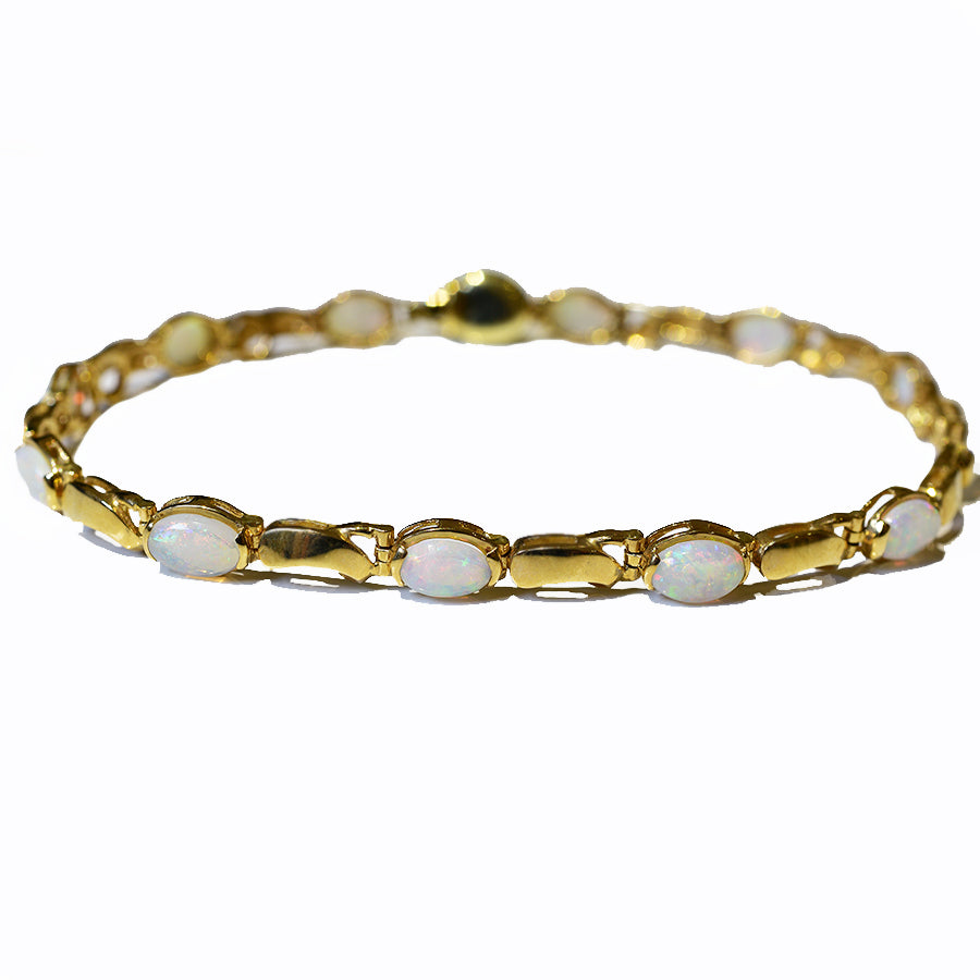 14K Yellow Gold Crystal Opal Bracelet BGSY14k-002(6x4)