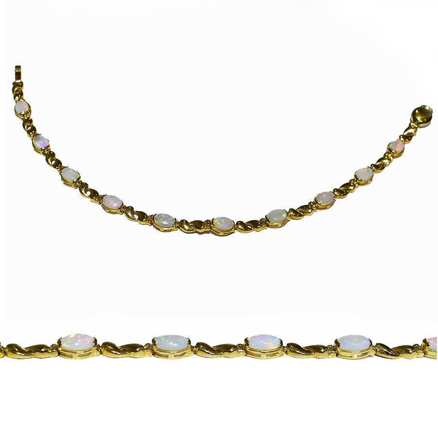 14K Yellow Gold Crystal Opal Bracelet BGSY14k-004(6x4)