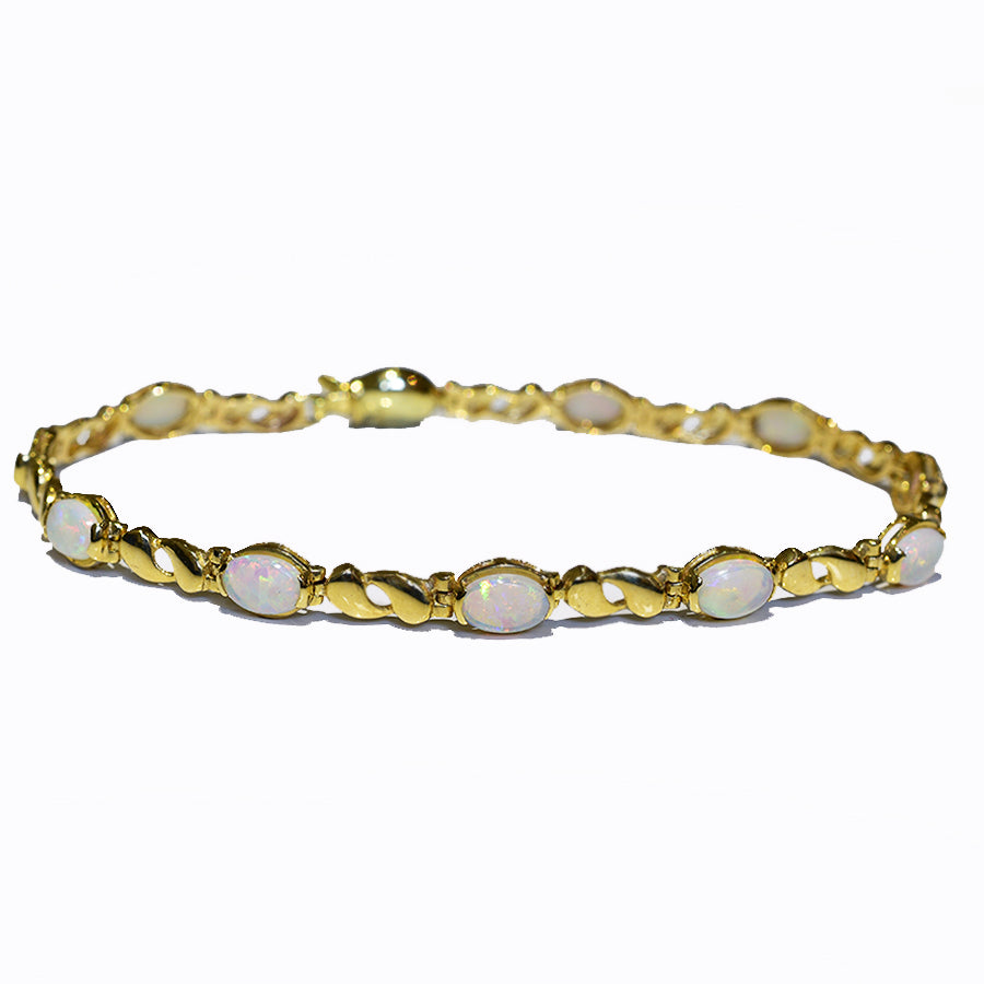 14K Yellow Gold Crystal Opal Bracelet BGSY14k-004(6x4)