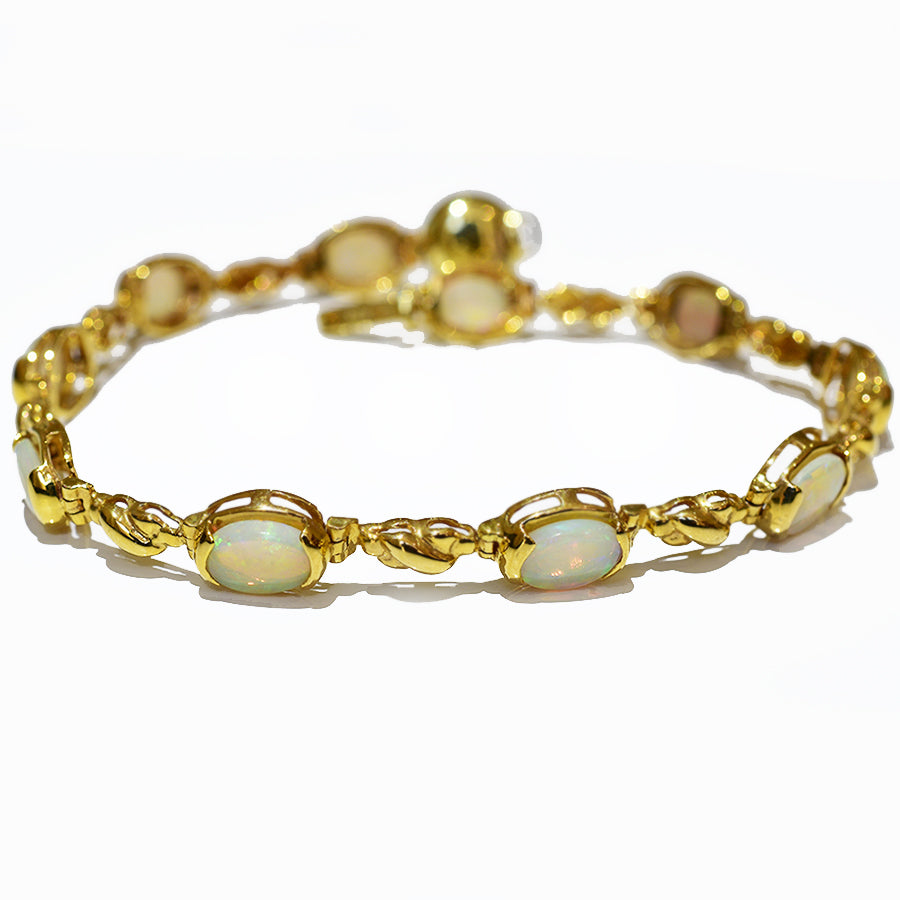 14K Yellow Gold Crystal Opal Bracelet BGSY14k-006(7x5)