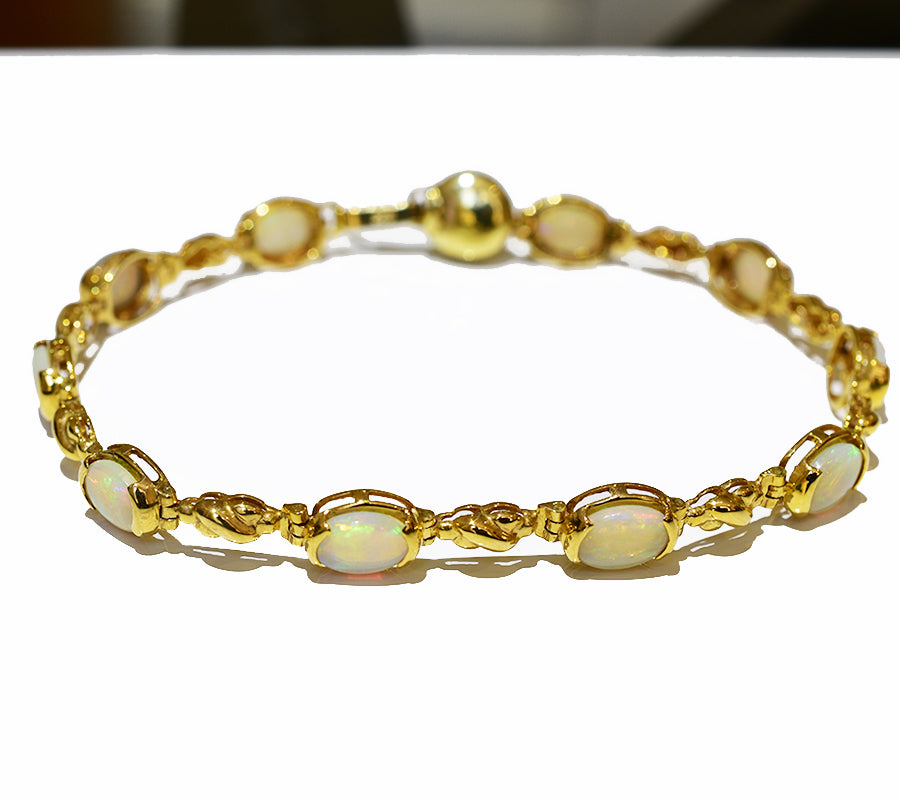 14K Yellow Gold Crystal Opal Bracelet BGSY14k-006(7x5)