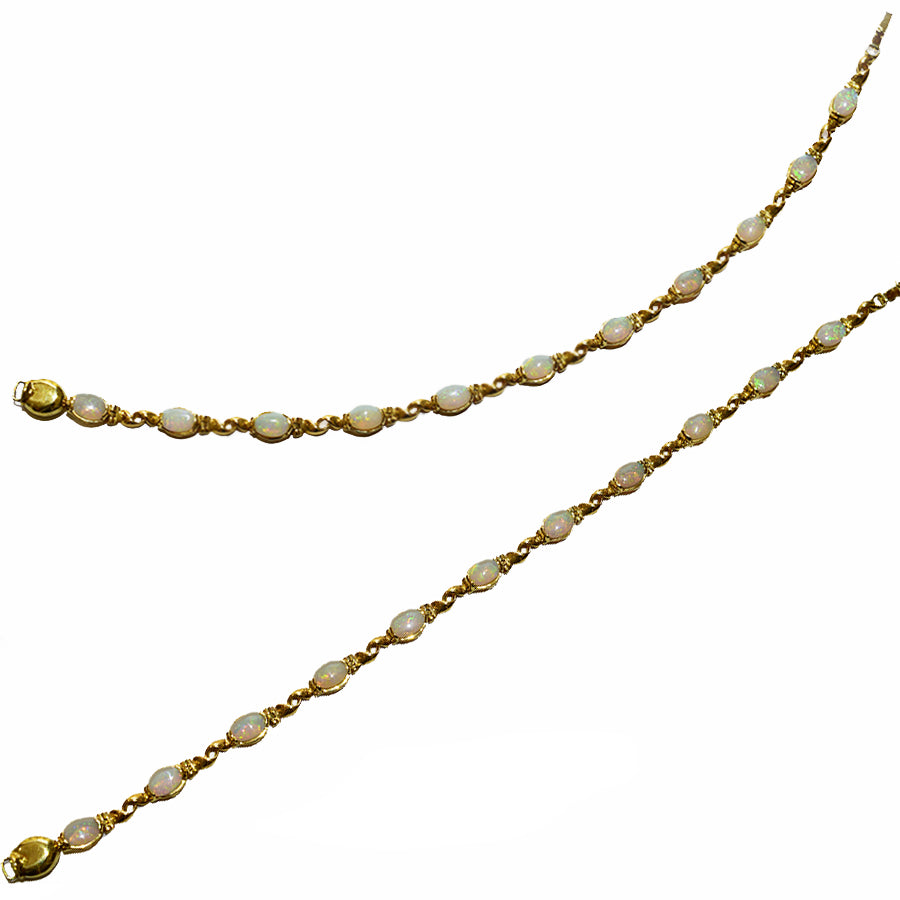14K Yellow Gold Crystal Opal Bracelet BGSY14k-007(6x4)