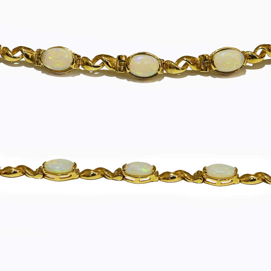14K Yellow Gold Crystal Opal Bracelet BGSY14k-007(6x4)