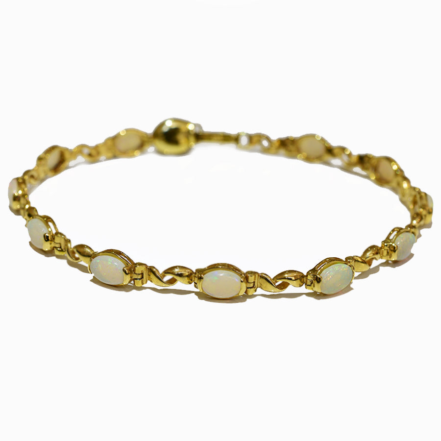 14K Yellow Gold Crystal Opal Bracelet BGSY14k-007(6x4)
