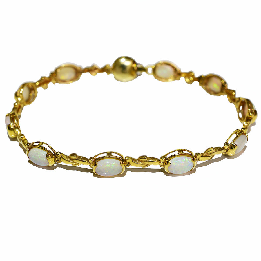 14K Yellow Gold Crystal Opal Bracelet BGSY14k-012(7x5)