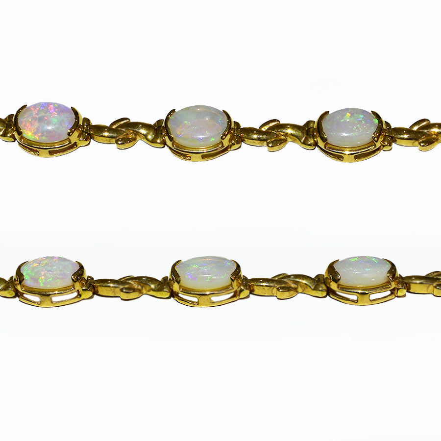 14K Yellow Gold Crystal Opal Bracelet BGSY14k-012(7x5)