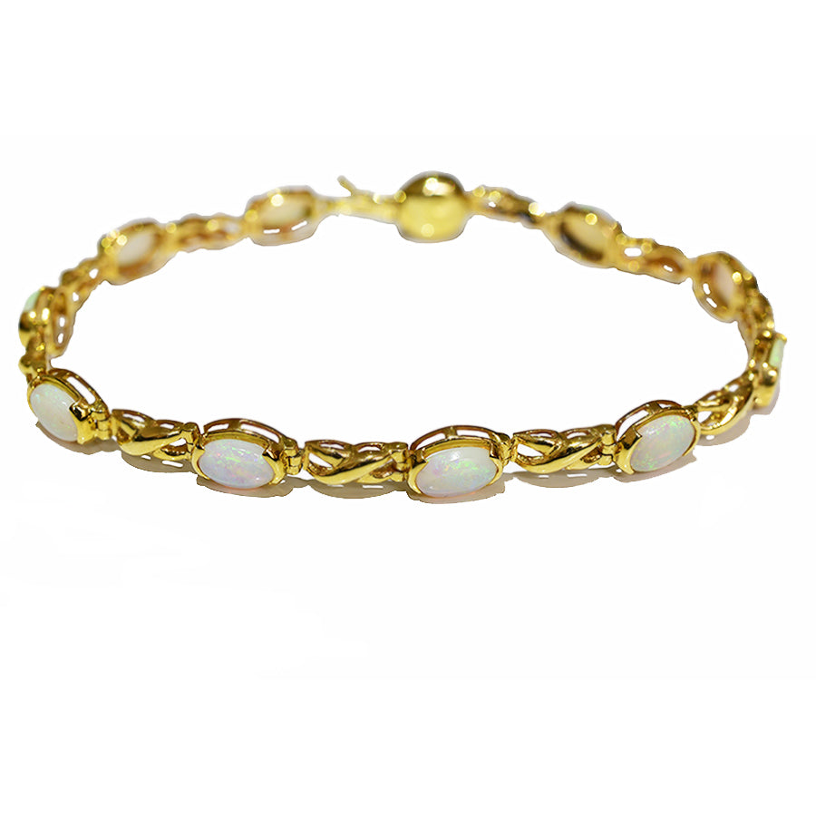 14K Yellow Gold Crystal Opal Bracelet BGSY14k-013(7x5)