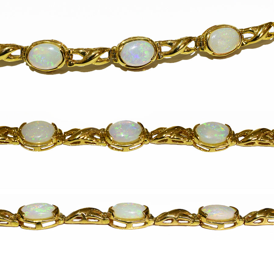 14K Yellow Gold Crystal Opal Bracelet BGSY14k-013(7x5)