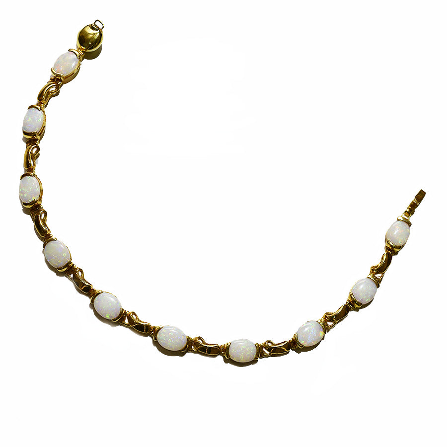 14K Yellow Gold Crystal Opal Bracelet BGSY14k-014(8x6)