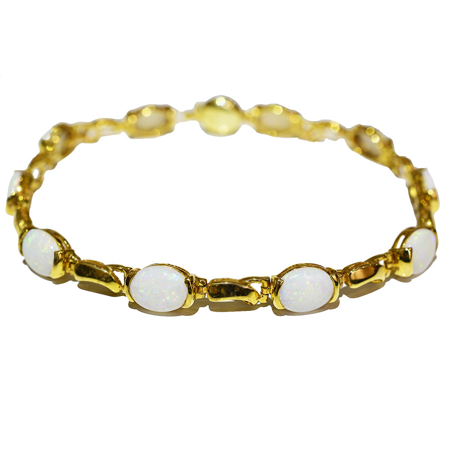 14K Yellow Gold Crystal Opal Bracelet BGSY14k-014(8x6)